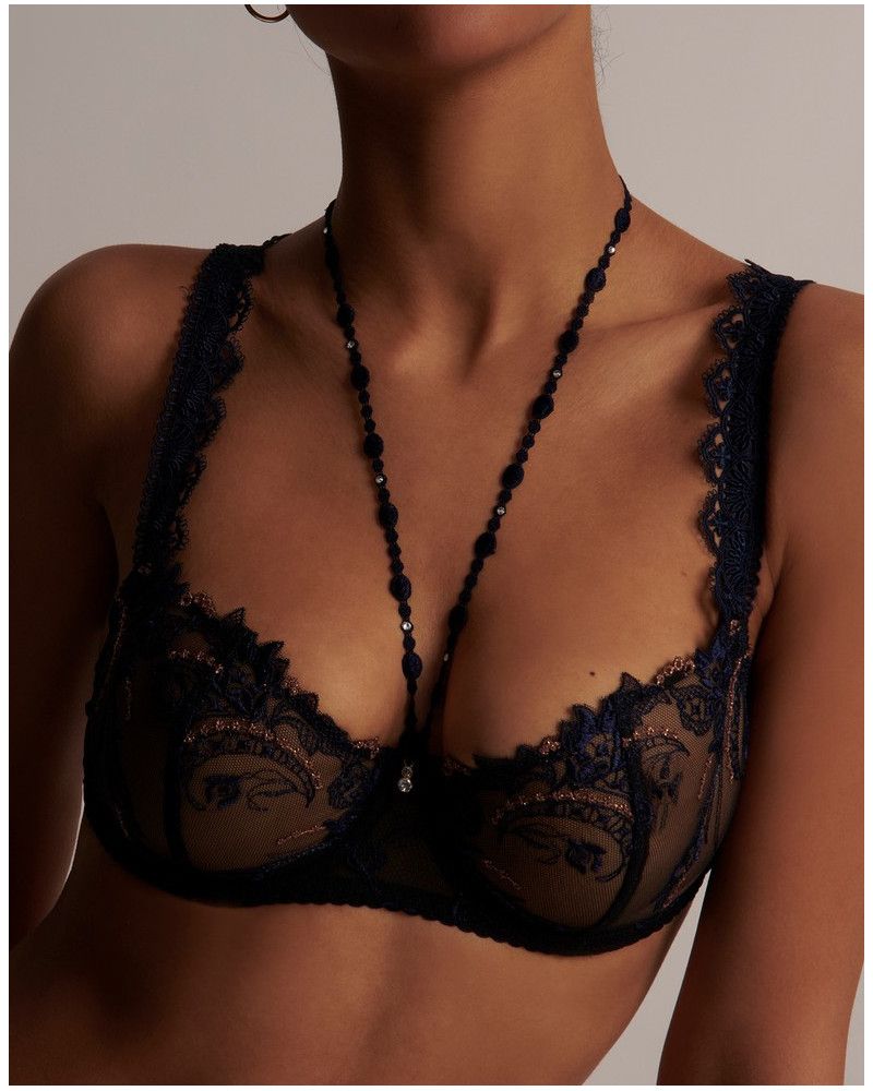 Underwired demi bra Aubade Amour Précieux (Cosmic blue)