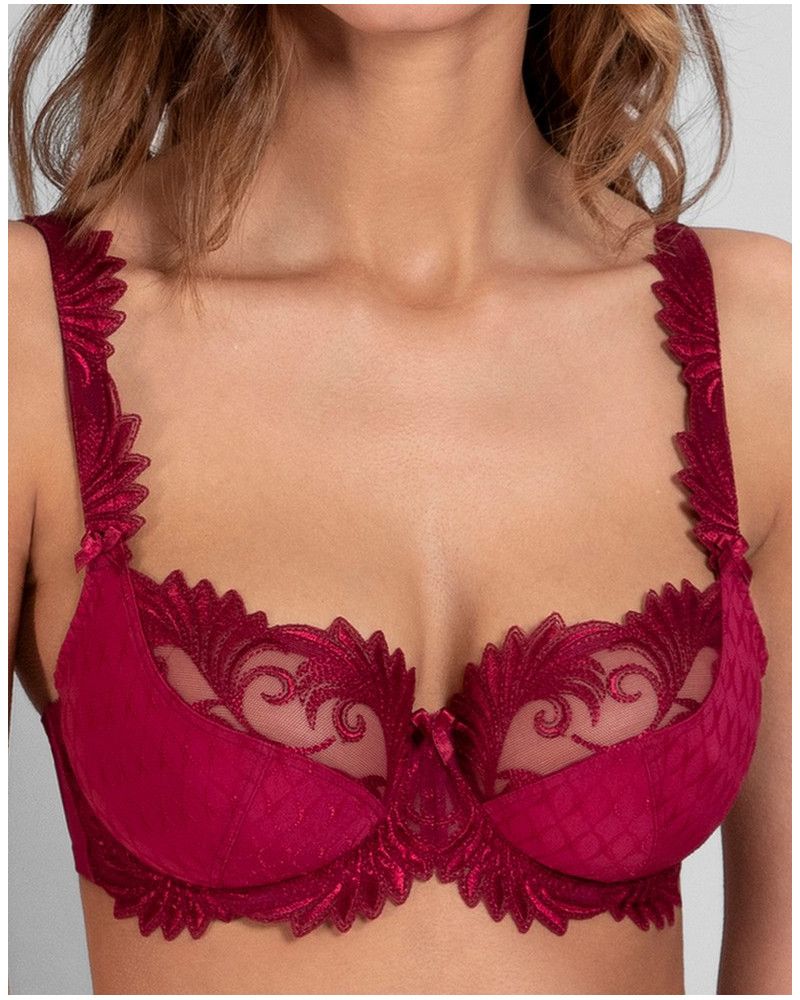 Underwired microfibre low-necked bra Empreinte Thalia (Sangria)