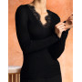 Long sleeves tee-shirt wool and silk Lise Charmel Plaisir Caresse (Black)