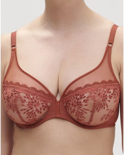 Plunging underwired bra Simone Pérèle Singulière (Terre de Sienne)