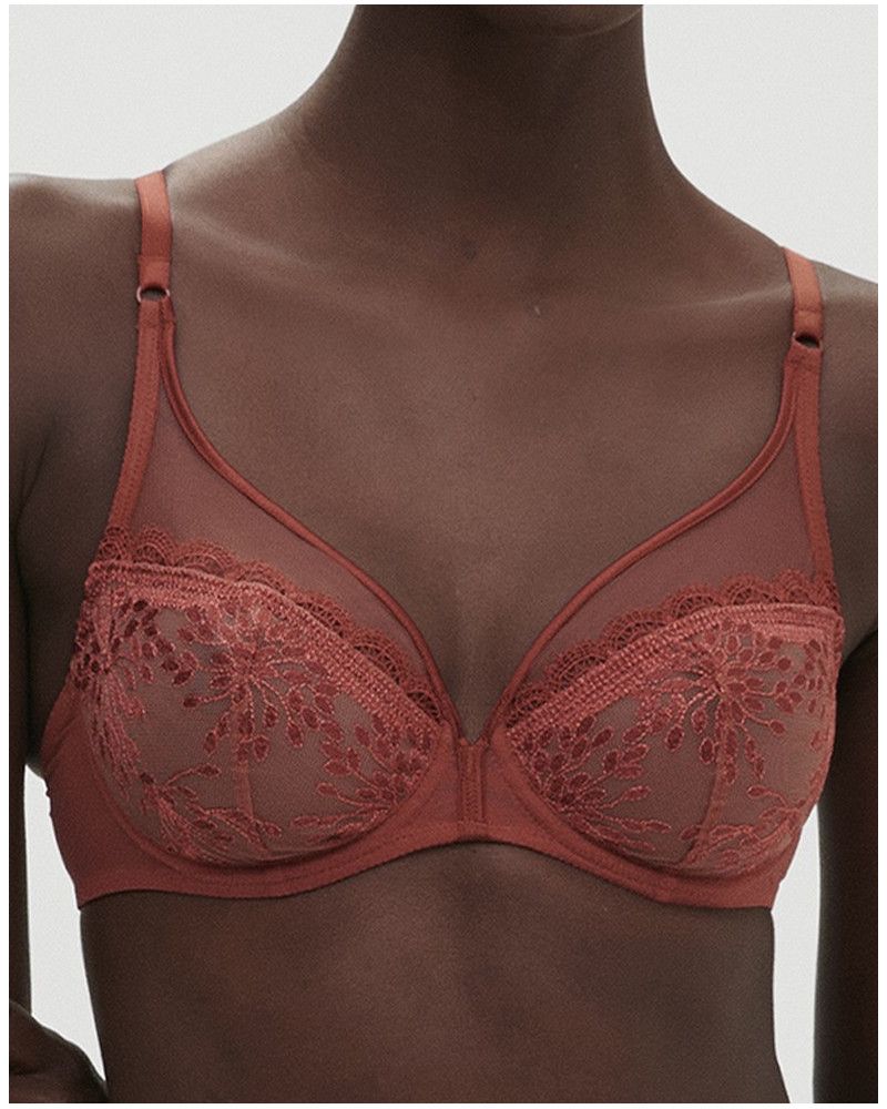 Plunging underwired bra Simone Pérèle Singulière (Terre de Sienne)