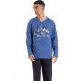 Long pyjamas 100% cotton Athéna Ecopack New York (Bleu Jean)