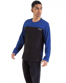 Long pyjamas 100% cotton Athena Ecopack Construction (Bleu Chronos/Noir)