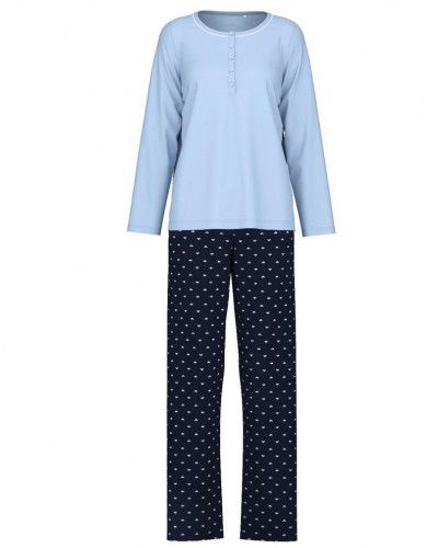 Pijama largo con botones Calida Night Lovers 100% algodon (Dark Lapis Blue)