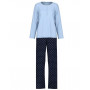 Long button-down pyjama Calida Night Lovers 100% cotton (Dark Lapis Blue)