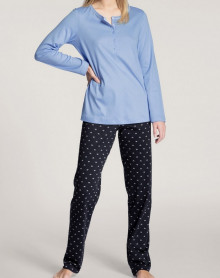 Pijama largo con botones Calida Night Lovers 100% algodon (Dark Lapis Blue)