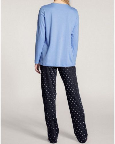 Long button-down pyjama Calida Night Lovers 100% cotton (Dark Lapis Blue)