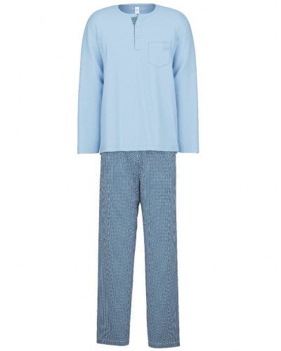 Pijama largo con botones Calida Relax Choice 100% algodon (Placid Blue)