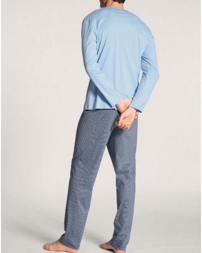 Pijama largo con botones Calida Relax Choice 100% algodon (Placid Blue)