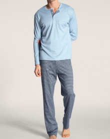 Long button-down pyjama Calida Relax Choice 100% cotton (Placid Blue)