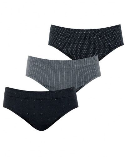 Lot de 3 slips taille basse Eminence Motifs 100% coton (Lune/ Rayure/ Pois)