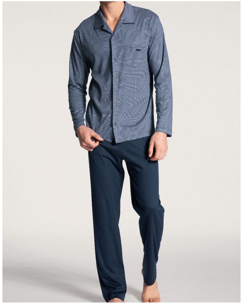 Pyjama long Calida Relax Choice 100% cotton interlock (Indigo Mood)