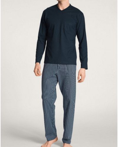 Pijama largo Calida Relax Imprint 100% algodon (Dark Sapphire)