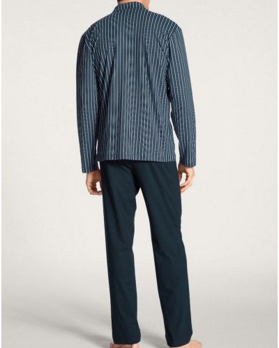 Pijama largo rayé Calida Relax Imprint 100% algodon (Dark Sapphire)