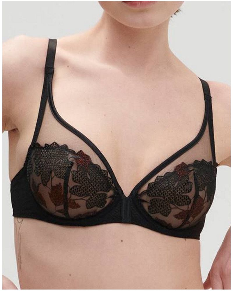 Sujetador con aros Plunge Simone Pérèle Dahlia (Noir Copper)