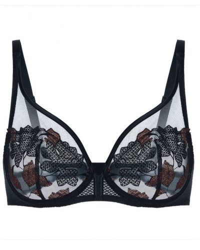 Underwired plunge bra Simone Pérèle Dahlia (Noir Copper)