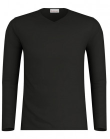 T-shirt manches longues col V Éminence Coton Premium (Noir)