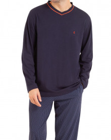 Pyjama long Eminence 100% Coton (Marine)