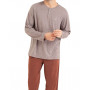 Pyjama long en coton biologique Eminence (Rayures Marron)