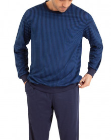 Pyjama long Eminence Mercerisé (Imprimé Bleu)