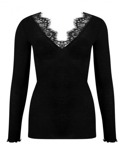 Long sleeves tee-shirt wool and silk Lise Charmel Plaisir Caresse (Black)