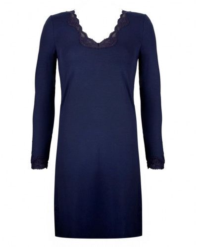 Nightdress long sleeves V-neck Antigel Simply Perfect (Bleu Purple)