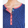 Long-sleeved buttoned nightdress 100% cotton Massana Léopard Bleu