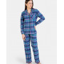 Long-sleeved buttoned pajamas 100% cotton Massana Carreaux Bleus