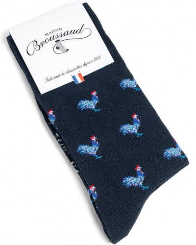 Calcetines de algodón de hombre Maison Broussaud Permanent Coqs (Marine)