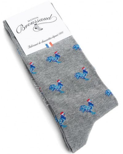 Men cotton socks Maison Broussaud Permanent Coqs (Gris)