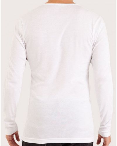 Long-sleeved V-neck t-shirt Eminence 100% cotton (White)