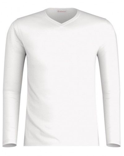Long-sleeved V-neck t-shirt Eminence 100% cotton (White)