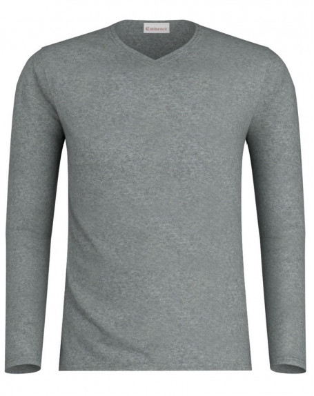 T-shirt homme gris col V en coton Taille XL EMINENCE : le t-shirt