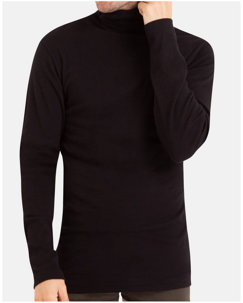 Tee-shirt col roulé Eminence 100% coton (Noir)