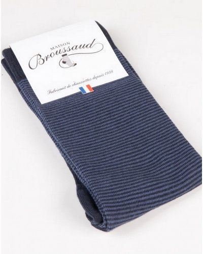 Chaussettes en coton homme fines rayures Maison Broussaud (Marine/Bleu)