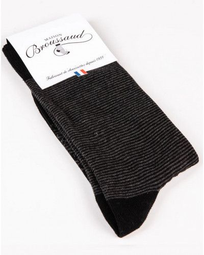 Calcetines de rayas de algodón para hombre Maison Broussaud (Noir/Gris)