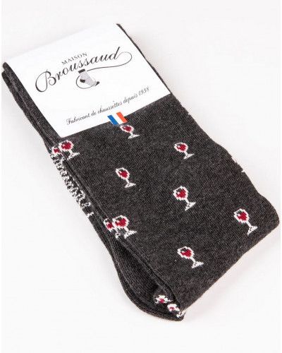 Men cotton socks Verres de Vin Maison Broussaud (Anthracite)