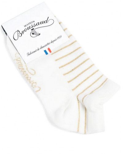 Calcetines de algodón para mujer Maison Broussaud Les rayées (Blanc/Doré)