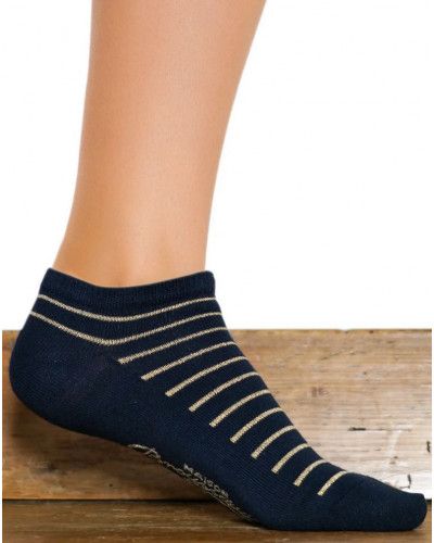 Women's cotton socks Maison Broussaud Les rayées (Marine/Doré)