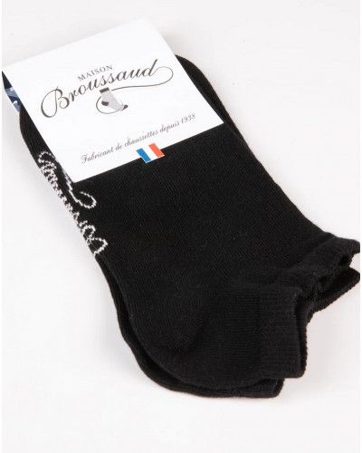 Calcetín liso de algodón mujer Maison Broussaud (Negro)