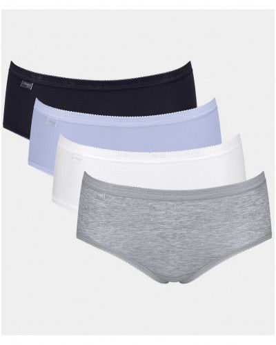 Slips Basic + midi (lot de 4) Sloggi (Noir/lilas/blanc/gris)