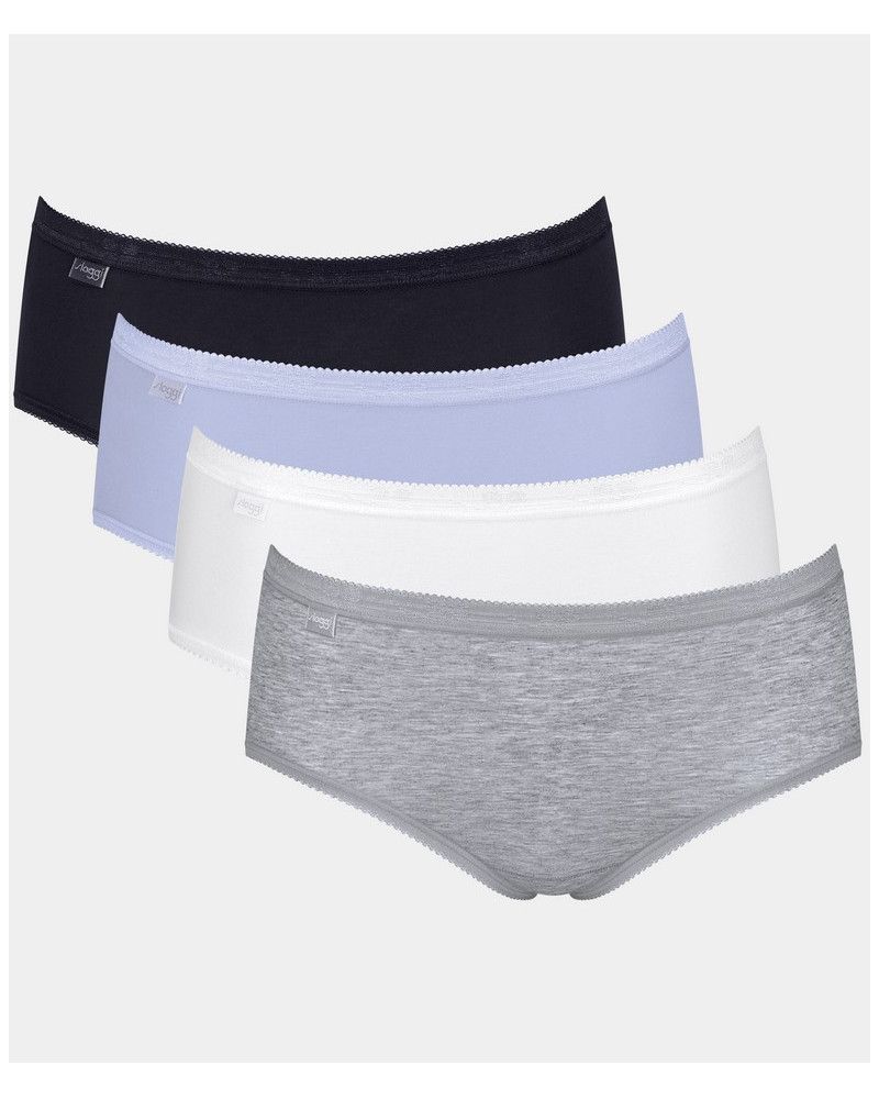 Basic + midi briefs (Pack of 4) Sloggi (Noir/lilas/blanc/gris)