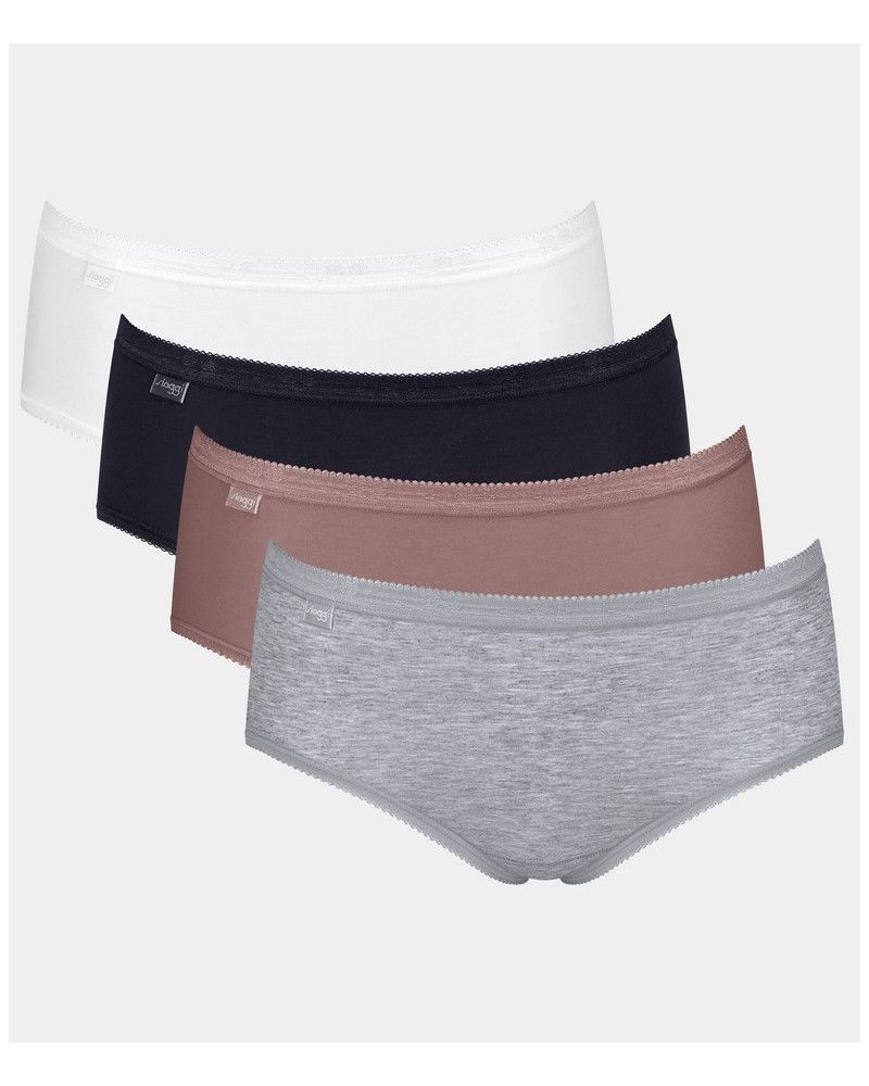 Calzoncillos Basic + midi (paquete de 4) Sloggi (Blanc/noir/marron/gris)