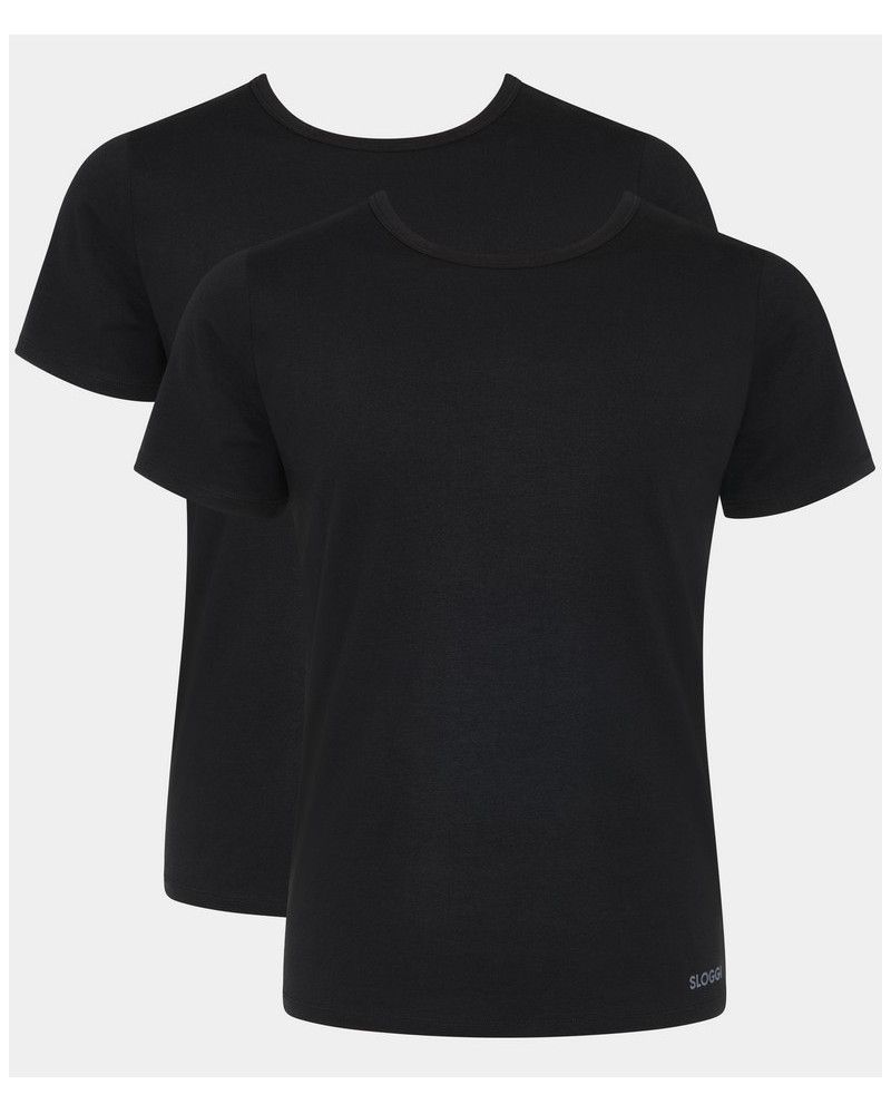 Crew Neck T-Shirt Sloggi for Men GO ABC  (Set of 2) (Black)