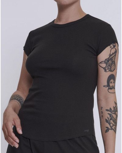 Camiseta cuello redondo Sloggi GO Ribbed (Negro)