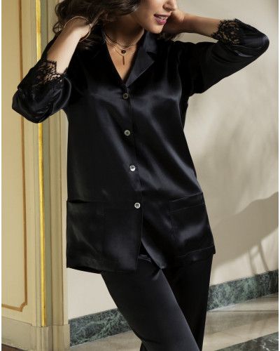 Veste de pyjama Lise Charmel Splendeur Soie (Noir)