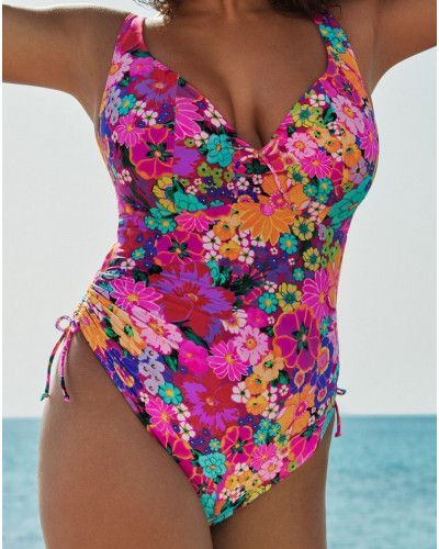 One-piece plunge swimsuit Prima Donna Swim Najac (Floral Explosion)