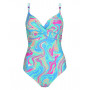 One-piece swimsuit plunge Marie Jo Bain Arubani (Ocean Swirl)