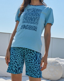 Pijama corto Massana Leopard para mujer (Multicolor)