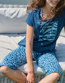 Pijama corto de leopardo Massana para mujer (Multicolor)